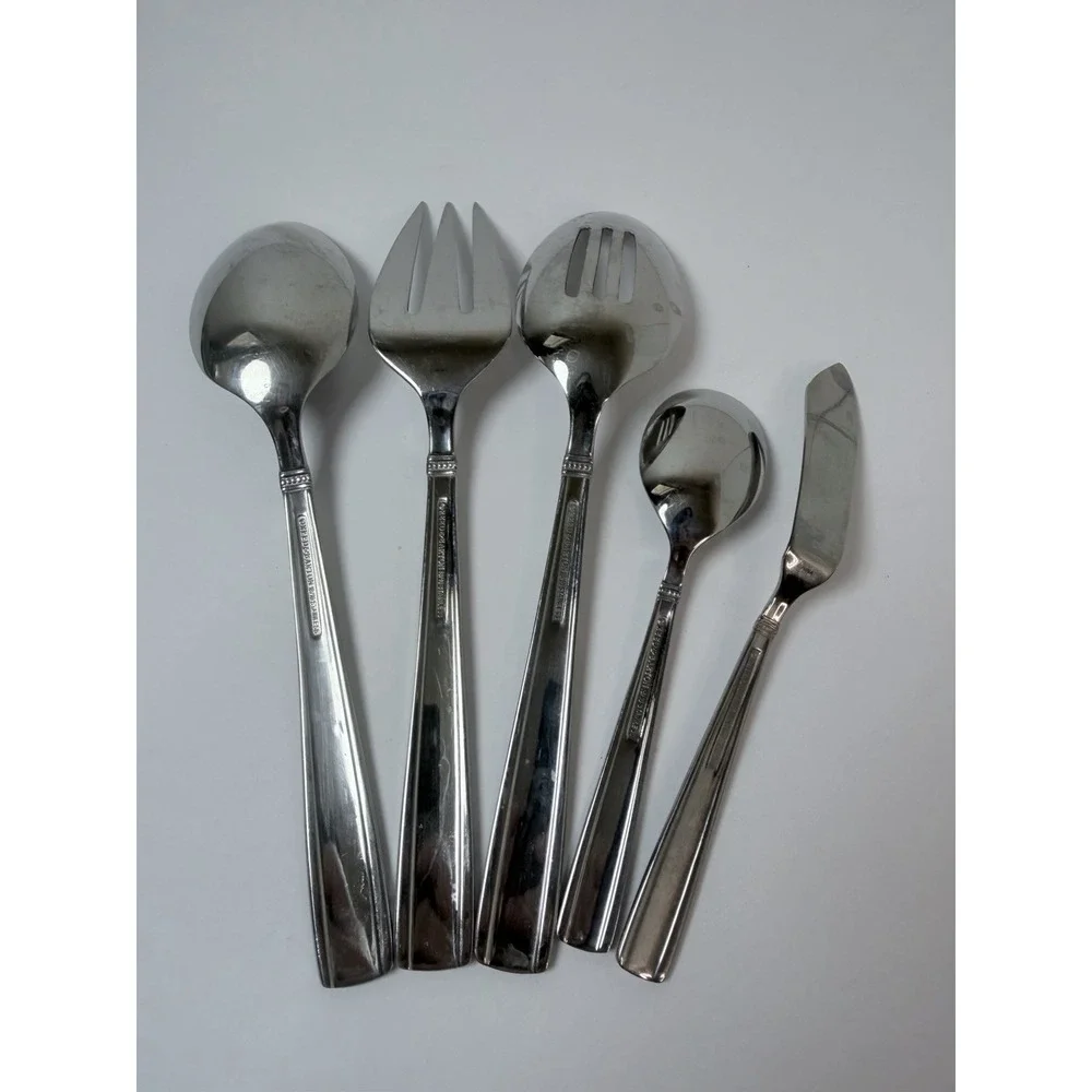 Reed & Barton Andover Pearl Server Hostess Set Of 5 18/10 Stainless Flatware